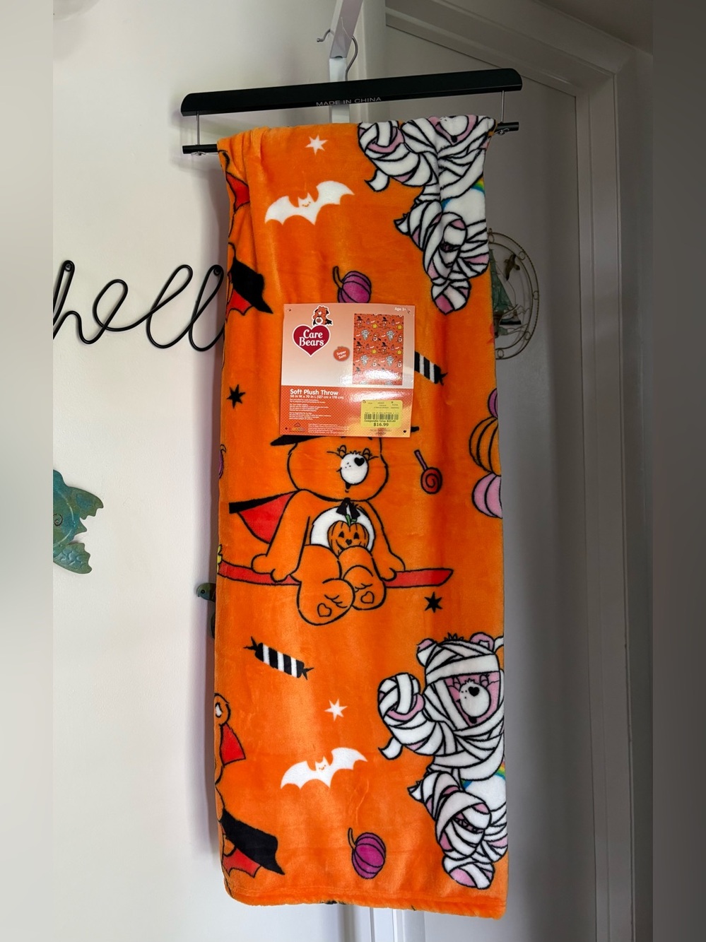 NEW Care Bears Orange Halloween Throw Blanket 50”x70”